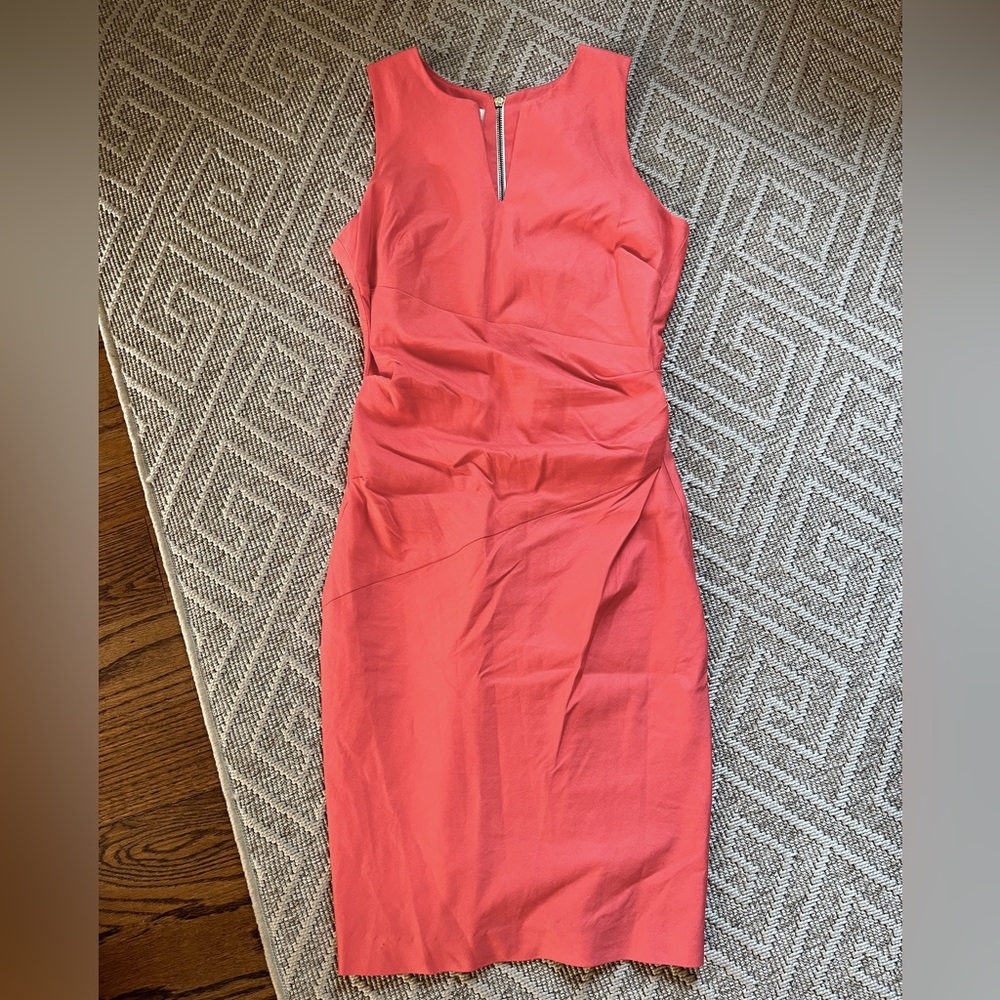 Sara Campbell pink stretch linen dress 6